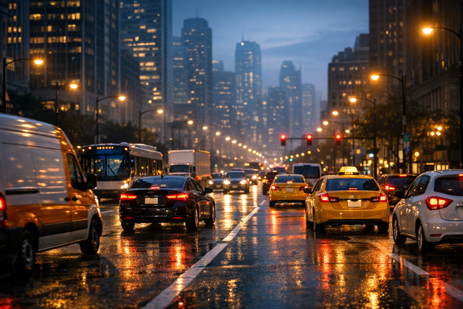 Busy Road with Cars